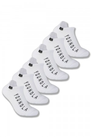 Young LA 710 Performance Ankle Socks 3-Pack White | Australia FQUEW-3207