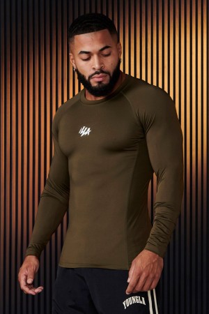 Young LA 802 - Speed Compression Longsleeves Olive | Australia HCXGY-2746