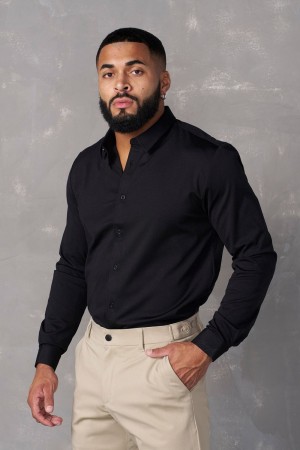 Young LA 803 - Formal Dress Shirts Black | Australia GINDX-5209