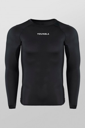 Young LA 830 - Flexfit Compression Longsleeves Black | Australia IWAXK-0623