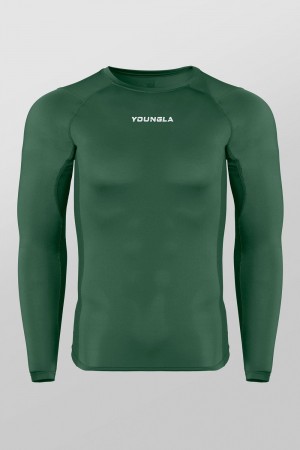 Young LA 830 - Flexfit Compression Longsleeves Green | Australia OYSUV-4607