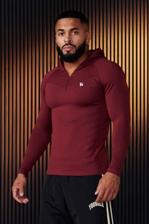 Young LA 832 - Supervillain Compression Hoodies Burgundy | Australia ITPYO-1468