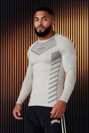 Young LA 833 - Superhero Compression Longsleeves Grey | Australia SMBAD-3741