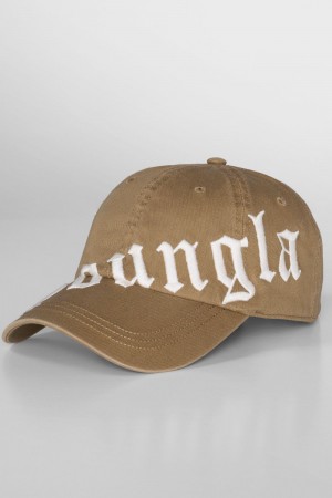 Young LA 9005 - Tilted Logo Dad Hat Khaki | Australia YDUVO-6293