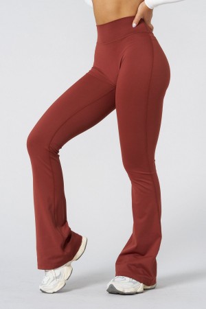 Young LA W227 - Curve Flare Leggings Burgundy | Australia CGVYH-7401