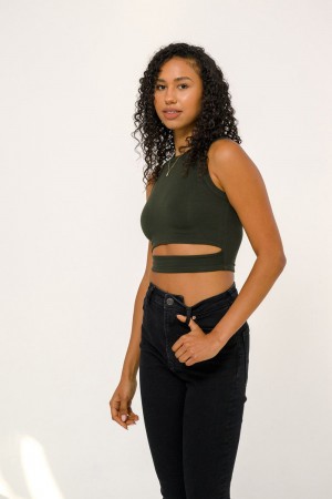 Young LA W302 Sash Tank Top Olive | Australia QFXVD-3257