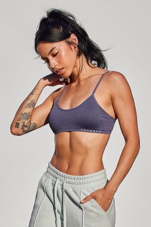 Young LA W316 Ribbed Sports Bra Navy | Australia VAKGP-8691