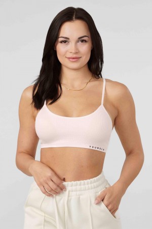 Young LA W316 Ribbed Sports Bra Pink | Australia QPTNA-4972