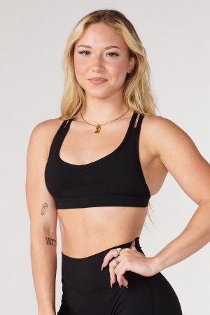 Young LA W318 Effortless Sports Bra Black | Australia YHKWQ-8369