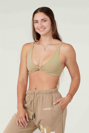 Young LA W326 Spiral Sports Bra Olive | Australia PQSDA-7624