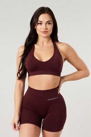 Young LA W328 - Core Seamless Halter Sports Bra Burgundy | Australia GDJVU-1209