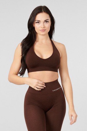 Young LA W328 - Core Seamless Halter Sports Bra Dark Brown | Australia AEJTU-4091