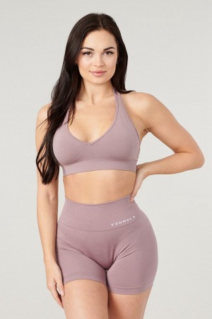 Young LA W328 - Core Seamless Halter Sports Bra Purple | Australia JZPIF-6374