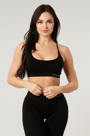 Young LA W329 - Core Seamless Scoop Neck Bra Black | Australia FLIOK-5928