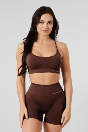 Young LA W329 - Core Seamless Scoop Neck Bra Dark Brown | Australia VMIPH-5182