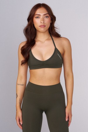 Young LA W335 - Urban V-Neck Bra Olive | Australia SEYAM-9157