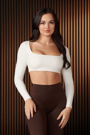 Young LA W336 - Curve Long Sleeve Sports Bra White | Australia HCRBE-6502