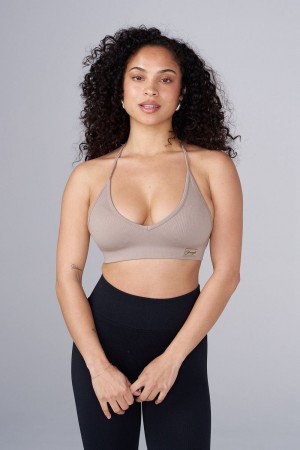 Young LA W343 Ribbed Seamless Bra Grey | Australia QIZBX-2594