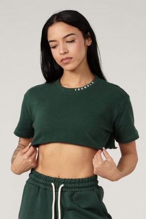 Young LA W407 Super Cropped Tee Green | Australia BKUFR-4091