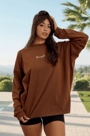 Young LA W416 Retro Long Sleeve Fall 23 Brown | Australia OREUQ-4512