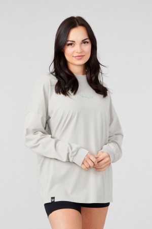 Young LA W416 Retro Long Sleeve Light Grey | Australia HFEOZ-4389