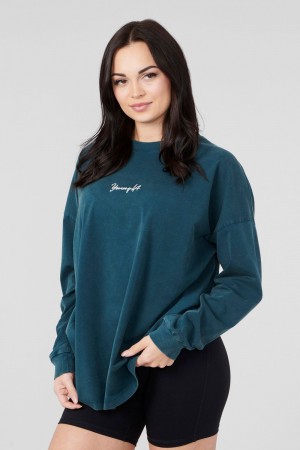 Young LA W416 Retro Long Sleeve Teal | Australia NVLSY-2137