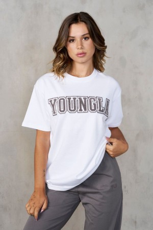 Young LA W422 Varsity Pump Tees White | Australia NLCZI-1572