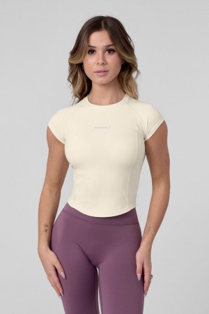 Young LA W439 - Compression Cap Sleeve Tee Cream | Australia UVRDG-2315