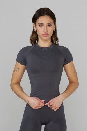 Young LA W446 Seamless Curve Compression Tee Grey | Australia SKMCT-2718