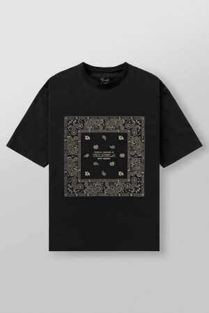 Young LA W448 Bandana Tee Black | Australia JZXTQ-6871