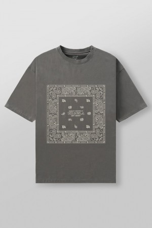 Young LA W448 Bandana Tee Grey | Australia ZIMBX-1304