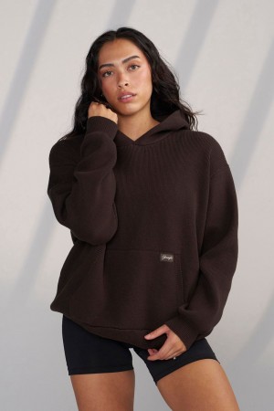 Young LA W514 - Bella Sweater Hoodie Dark Brown | Australia KXJUL-5216