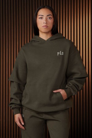 Young LA W520 - Urban Layer Hoodie Olive | Australia YDZPE-4192