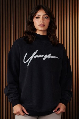 Young LA W521 - Urban Crewneck Black | Australia YMBVR-3469