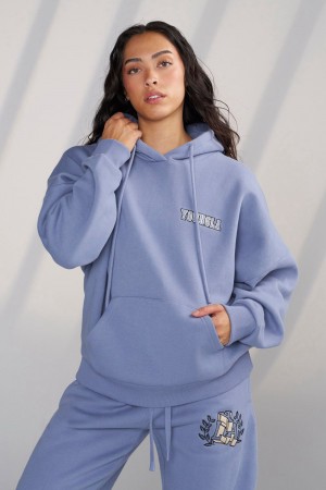 Young LA W524 - Teddy Hoodie Blue | Australia PCTXR-2976