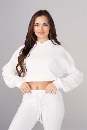 Young LA W545 Ava Crop Hoodie White | Australia BHZEX-5840