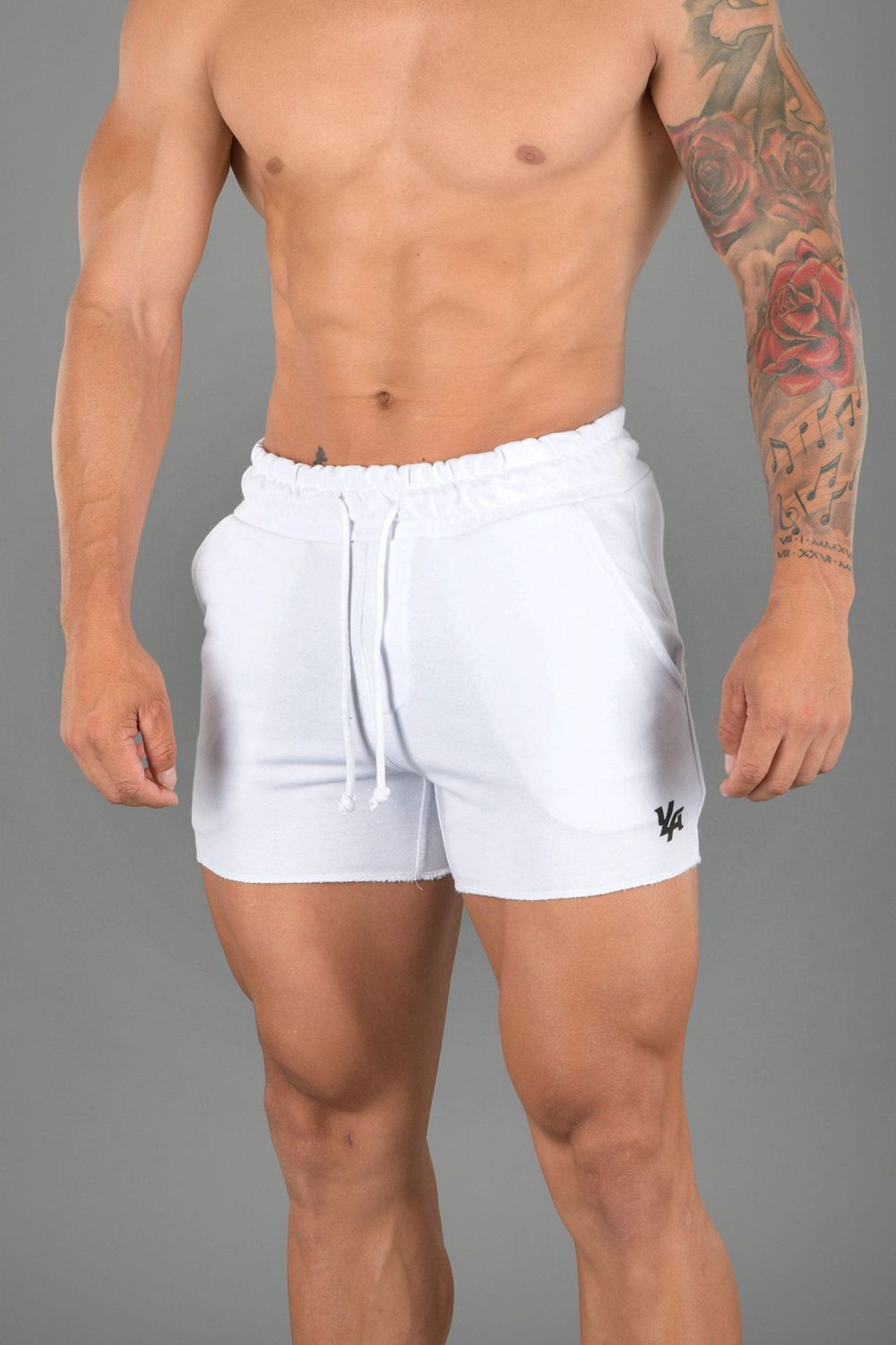 Young LA 102 Bodybuilding French Terry Shorts White | Australia JWPQI-3580