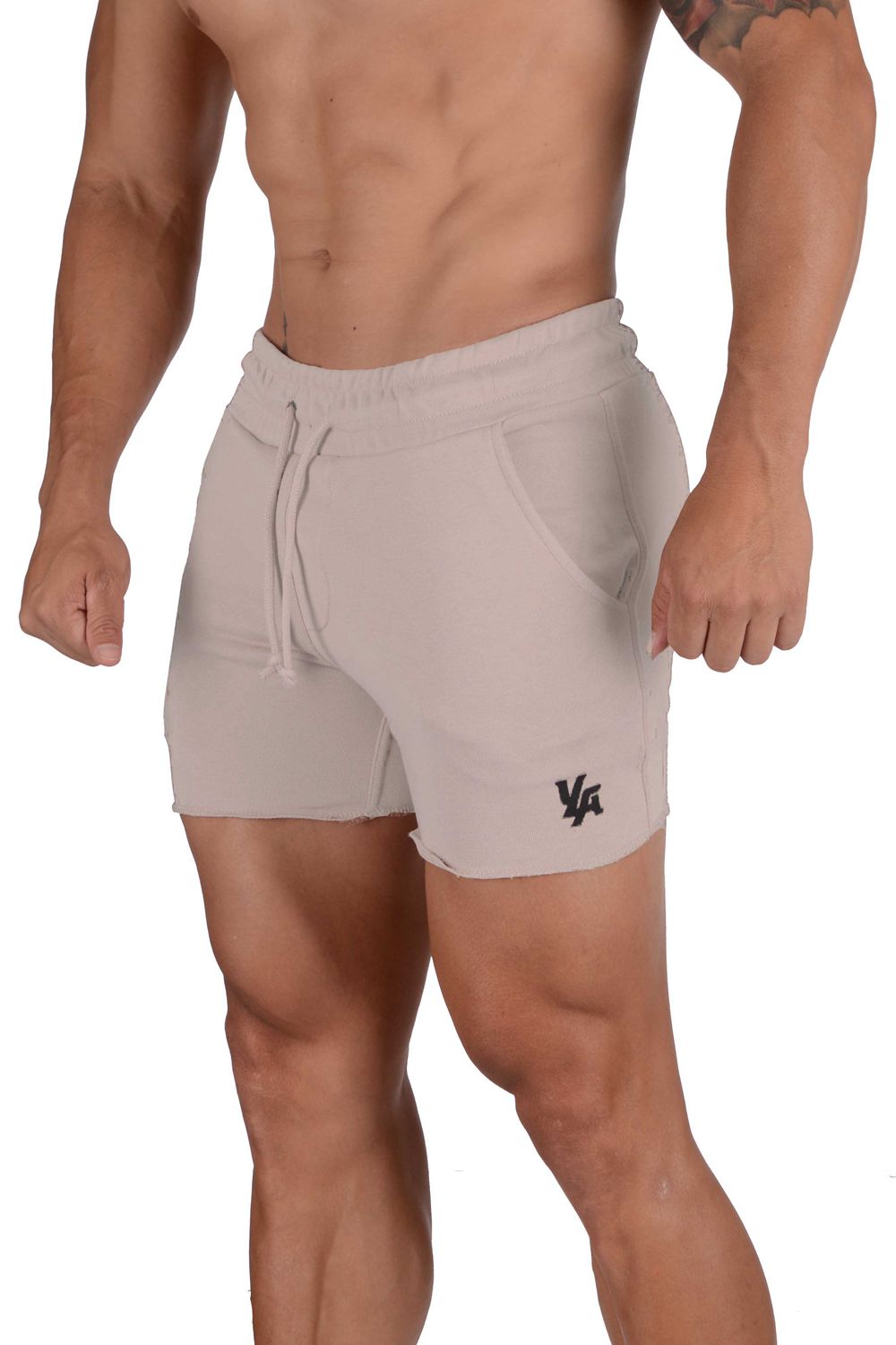 Young LA 102 Bodybuilding French Terry Shorts Beige | Australia MFBJK-7420