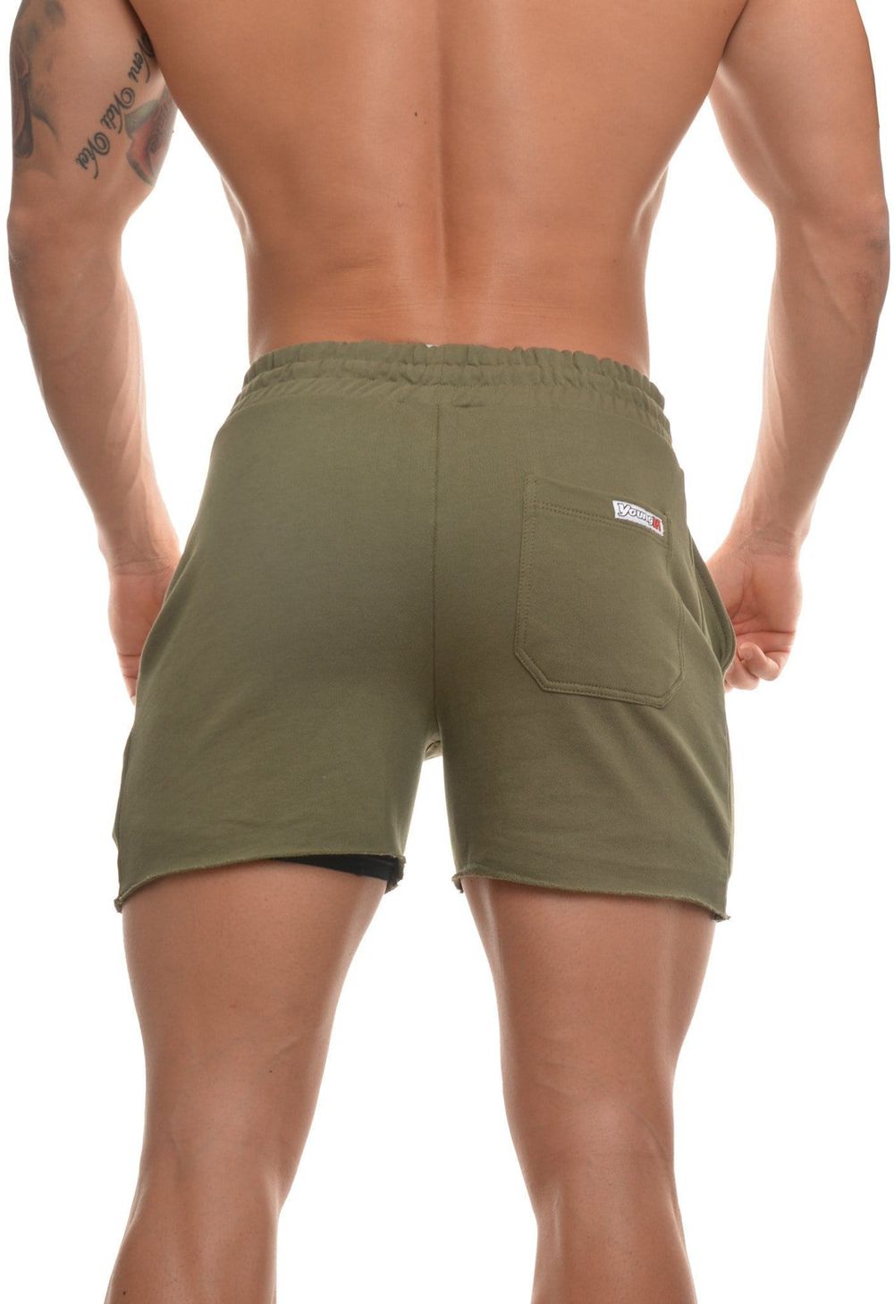 Young LA 102 Bodybuilding French Terry Shorts Olive | Australia DTAMS-5642