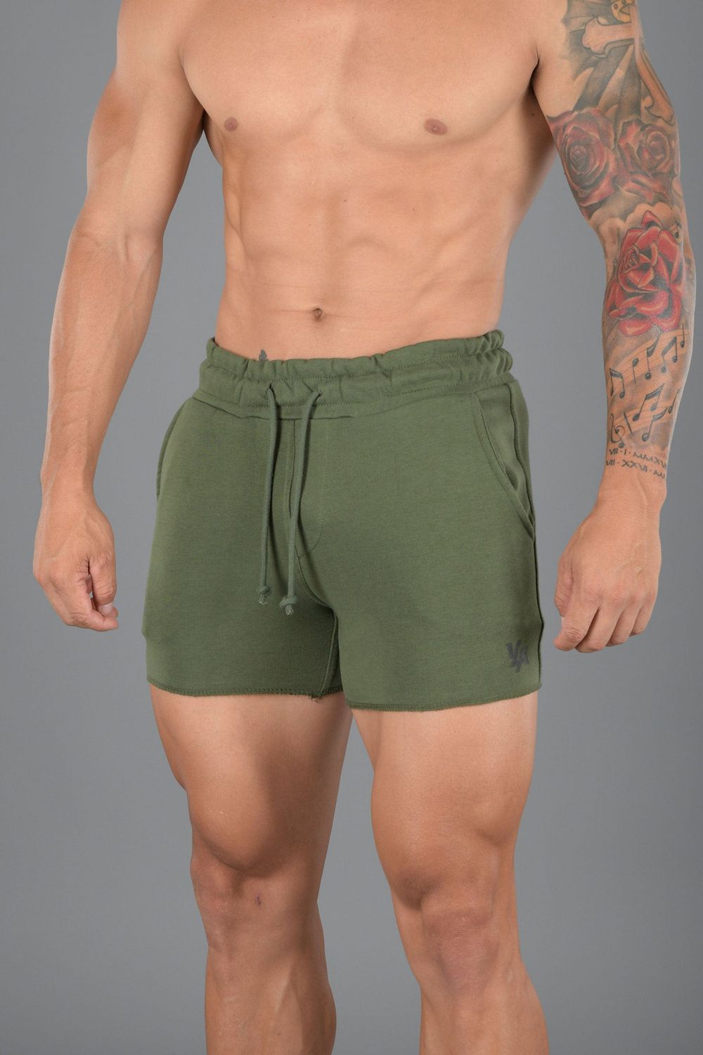 Young LA 102 Bodybuilding French Terry Shorts Olive | Australia DTAMS-5642