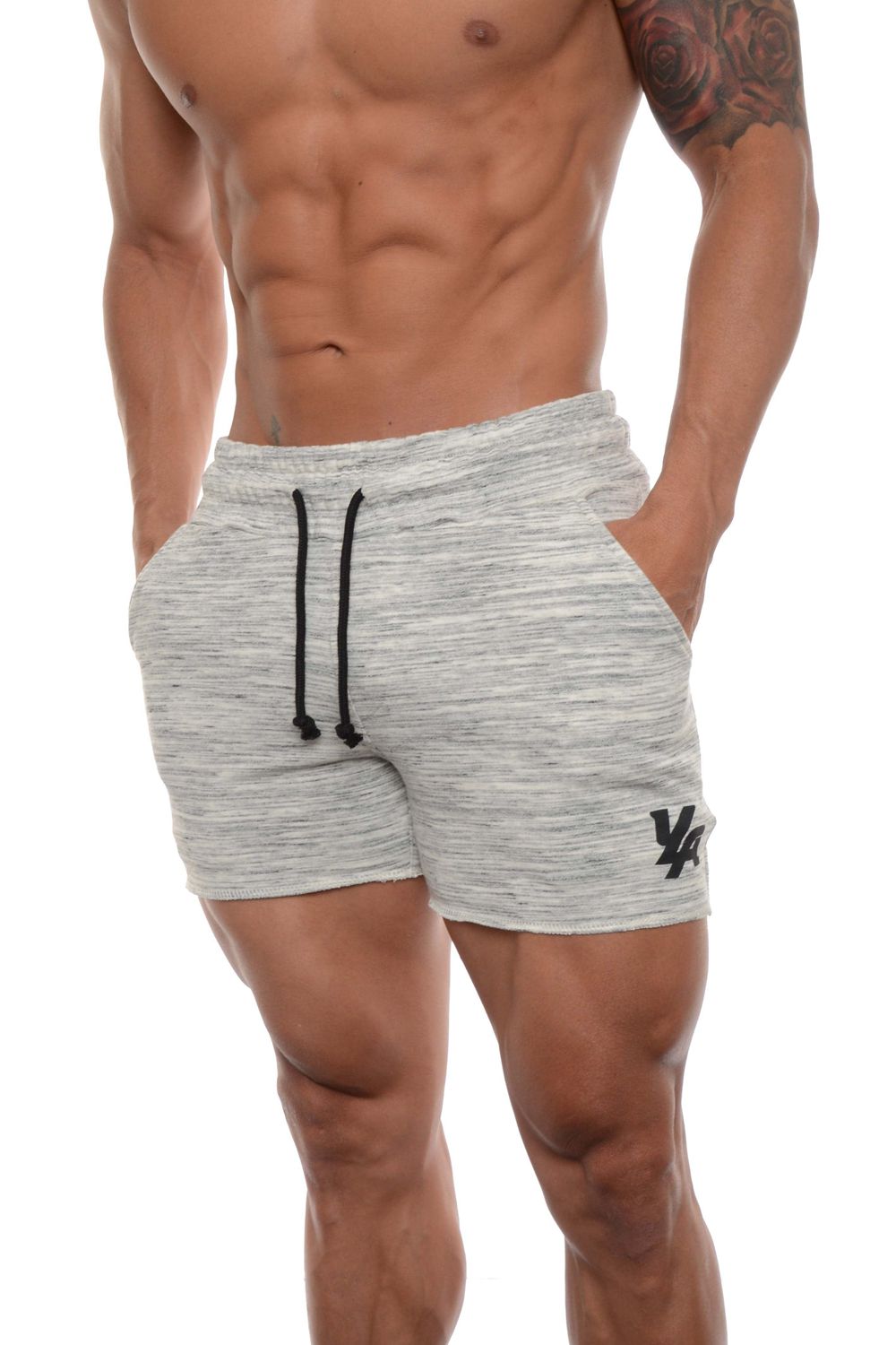 Young LA 102 Bodybuilding French Terry Shorts Light Grey | Australia RNVWL-5167