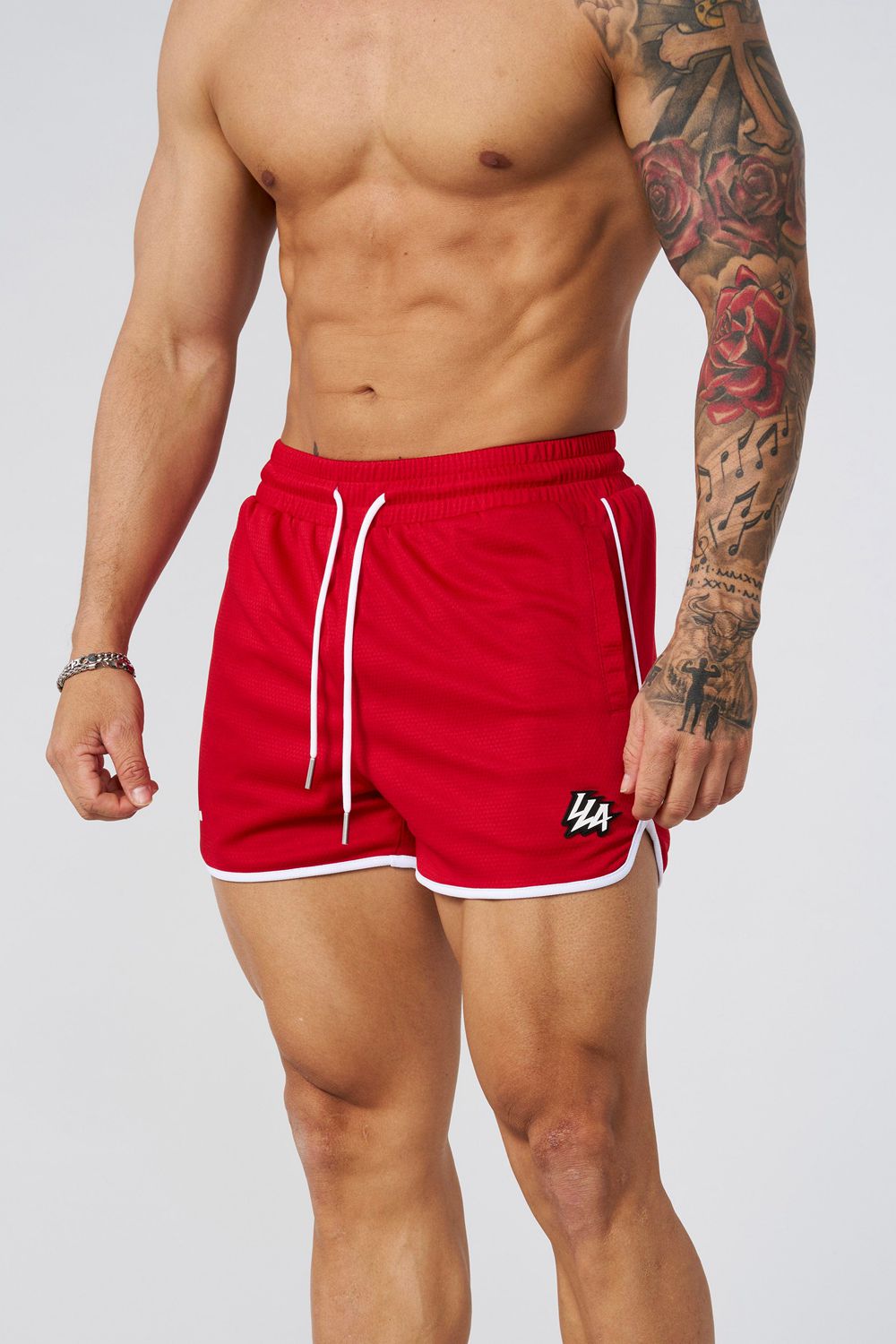 Young LA 1037 - Mesh Bodybuilding Shorts Red | Australia UHBGV-1843