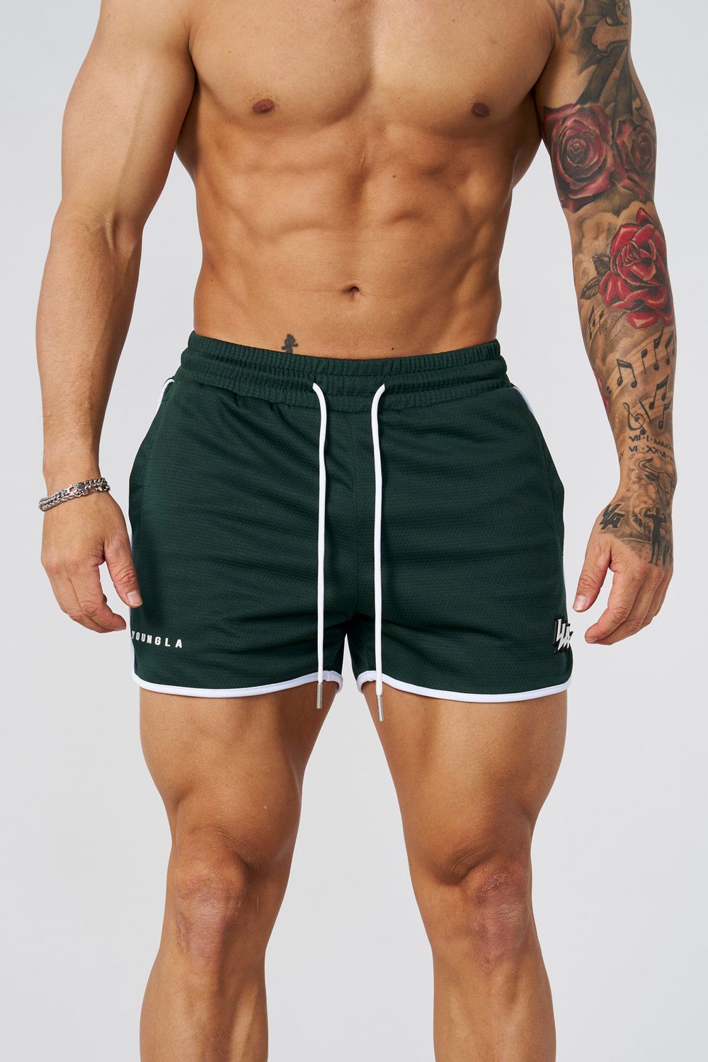 Young LA 1037 - Mesh Bodybuilding Shorts Green | Australia YKLGQ-9265