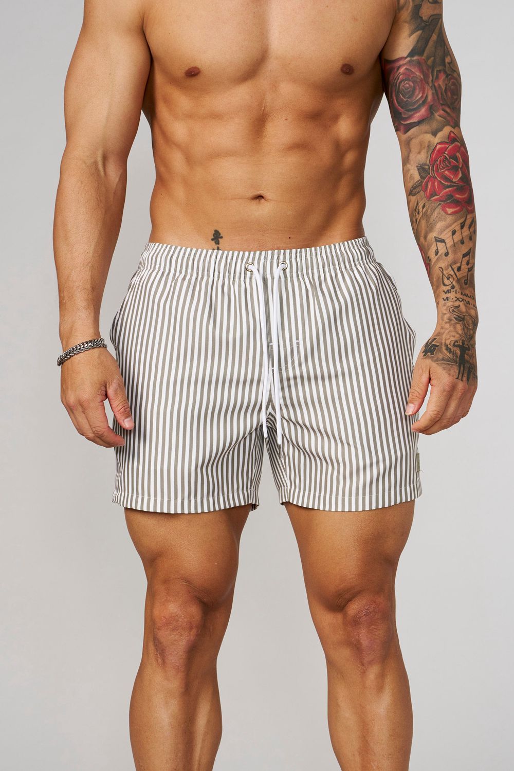 Young LA 1056 - Striped Swim Shorts Grey | Australia RJDKN-1758