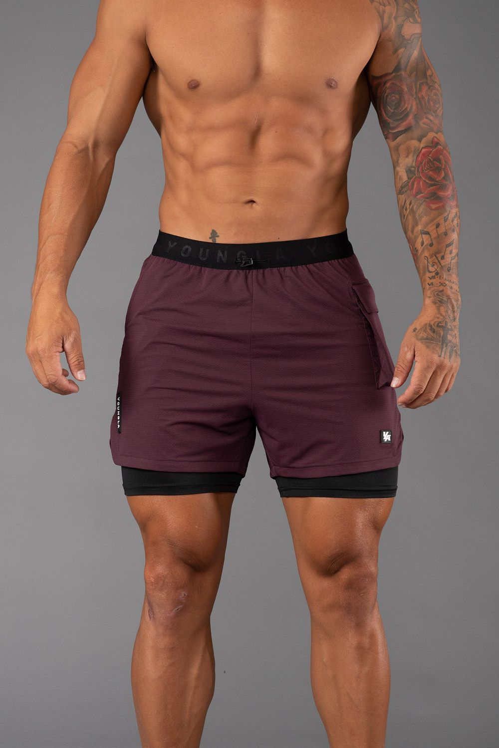 Young LA 121 Performance Line Compression Shorts Burgundy | Australia AXDBO-5790