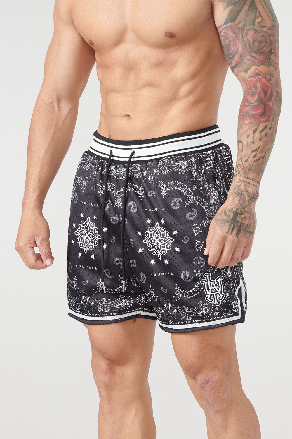 Young LA 132 Infamous Bandana Shorts Black | Australia DXWCA-4035