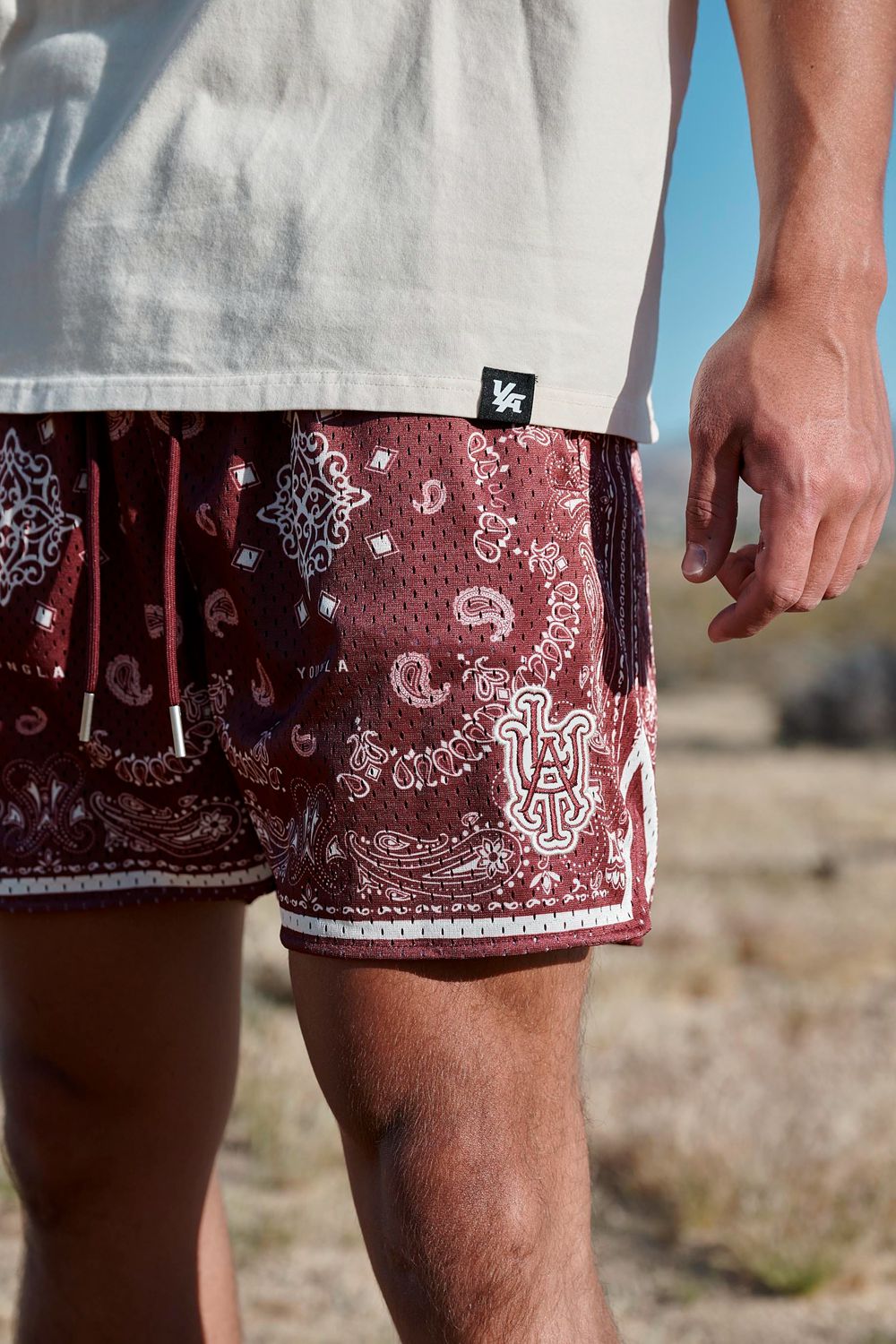 Young LA 132 Infamous Bandana Shorts Burgundy | Australia WQYRX-3281