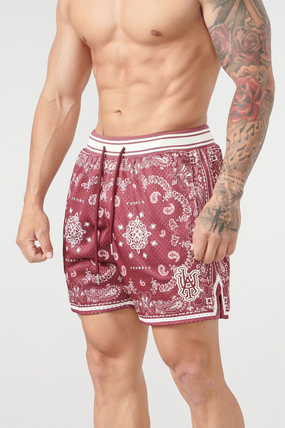 Young LA 132 Infamous Bandana Shorts Burgundy | Australia WQYRX-3281