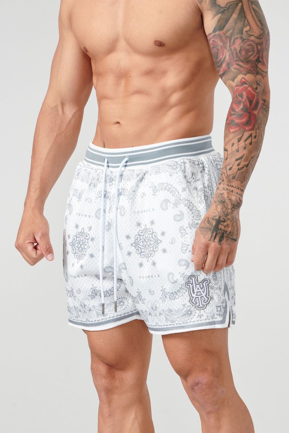 Young LA 132 Infamous Bandana Shorts Grey | Australia GKDLW-7038