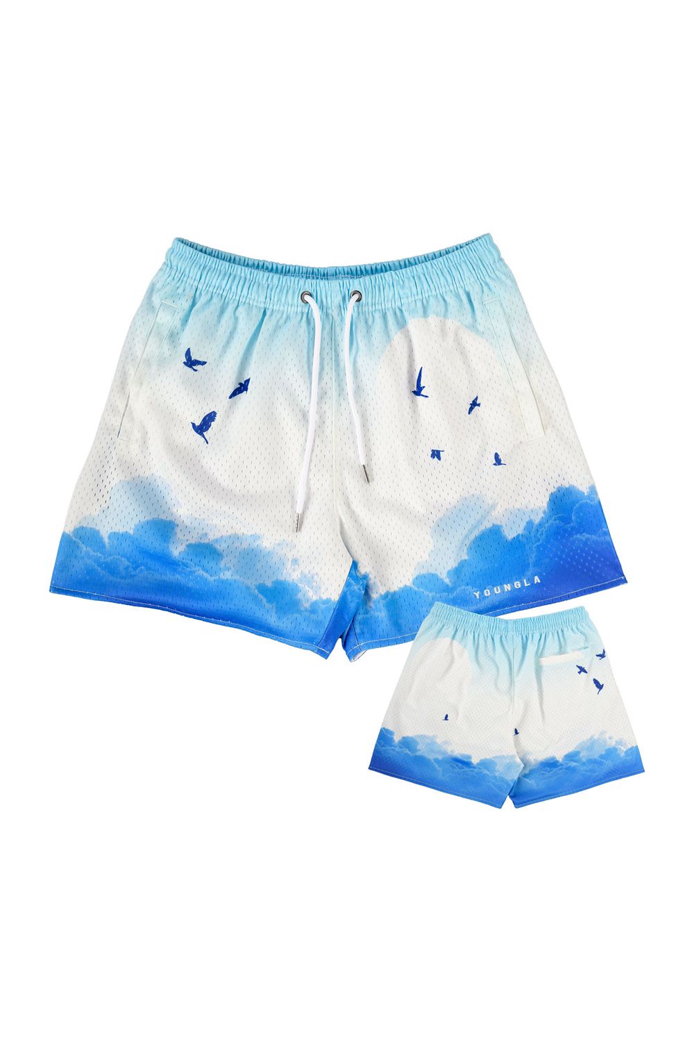 Young LA 141 The Block Party Shorts White Blue | Australia VHKJR-5769